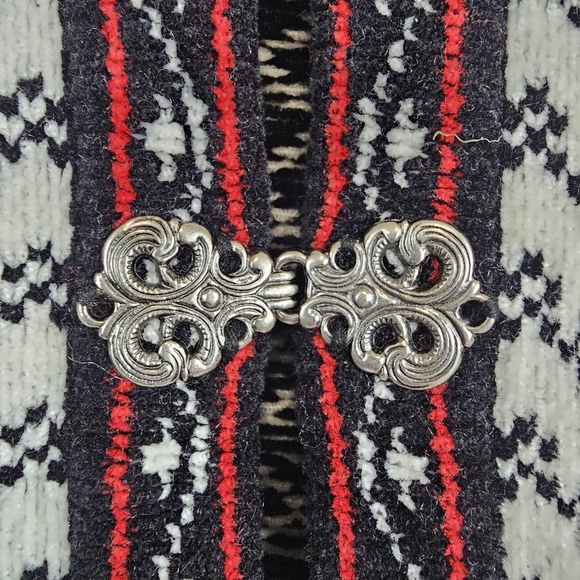 Croft & Barrow Sweater Cardigan Womens Large Black Fair Isle Nordic Chenille - Picture 4 of 9